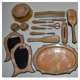 Vintage Celluloid Dresser Vanity Set w/ Mirror,