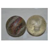(2) Large Antique Glass Shooter Marbles w/Sulphide