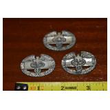 (3) WWII US Army Combat Medical Badges Sterling