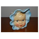 Vtg Napco Blue Bonnet Baby Boy Planter 5" tall
