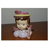 Vtg Napco Umbrella Girl Hat Vase 5 5/8t
