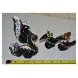 Vintage Ceramic Skunks & Crows w/ (3) Shakers