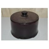 Vintage Black Amethyst Glass Lidded Powder Box