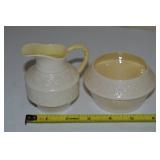 Belleek Green Mark Porcelain Creamer & Open