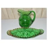 Antique EAPG Riverside Esther Emerald Green Glass