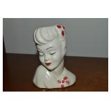 Vintage Ceramic Lady Head Vase 5.5" tall