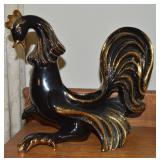 MCM 1954 Gilt Black Ceramic Rooster Figure 12.5