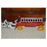 Vintage Cast Iron Fire Engine Ladder Truck 14.5
