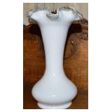 Vtg Fenton Silvercrest Milk Glass Vase 8t