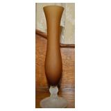 Vtg Lefton Japan Amber Frosted Art Glass Vase 8t
