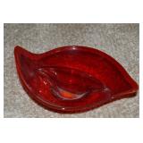 MCM Viking Epic Amberina Glass Divided Dish 8.5