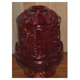 Vtg Indiana Amberina Glass 2pc Fairy Lamp Stars