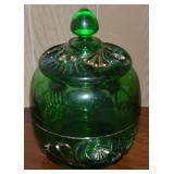 EAPG Riverside Esther Gilt Lidded Glass Jar 6.5t