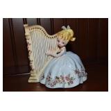 Vtg Josef Originals Ceramic Girl Playing Harp Fig