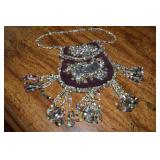 Vintage Beaded & Sequined Cat Motif Purse 5 x 5