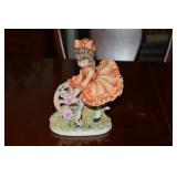 Vtg Lefton Porcelain KW5339 Girl in Orange Dress