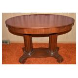 Antique Empire-style Double Pillar Library Table w