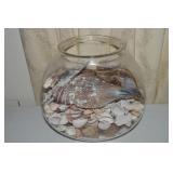 Vintage Glass Fish Bowl w/ Sea Shell Collection