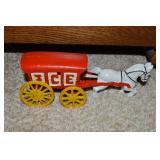 Vintage Cast Iron Horse Drawn Ice Delivery Wagon