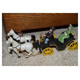 Vintage Cast Iron Lady & Gentleman in Carriage 11"