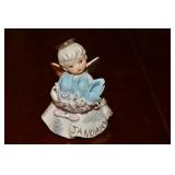 Vtg Geo Lefton January Angel Snowdrop Garnet Fig