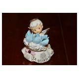 Vtg Geo Lefton January Angel Snowdrop Garnet Fig