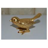 Vtg Florenza Goldtone Bird Trinket Box 2.75w