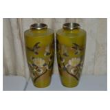 (2) Vintage Chinese Mixed Metals Birds & Florals
