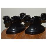 Vtg LE Smith Black Amethyst Glass Double Arm