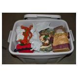 Lidded Rubbermaid Tote of Christmas Decor