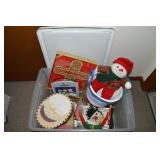 Lidded Sterilite Tote of Christmas Decor