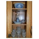 Kitchen Cabinet Contents Lot: Iron & Lace Pottery+