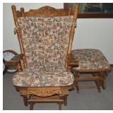 Vintage Wooden Glider Rocker w/ Ottoman