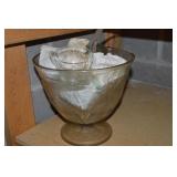 Vintage Patterned Clear Glass Punch Bowl Set