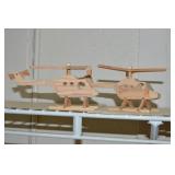 (2) Small Melvin Beavers Handcrafted Wood Heli