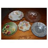 (5) Antique / Vtg Bowls: China, Pink Depression