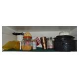 Kitchen Shelf Contents Lot: Enamelware +