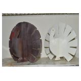(2) Melvin Beavers Handcrafted Wood Turkey Figures