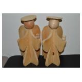 (2) Melvin Beavers Handcrafted Wood Angels 15'