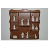 Wall Mount Curio Shelf w/ 11 Willow Tree FIgures +