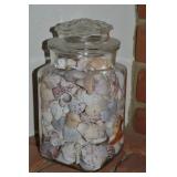 Vtg Lidded Glass Jar w/ Sea Shells
