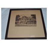 Framed Etching of the Tiefurt Castle Weimer Germ