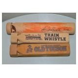 (3) Vtg Wooden Train Whistles w/ Boxcar Willie