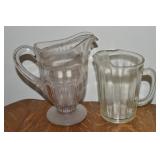 (2) Clear Glass PItchers - Smaller w/ Rim Chip