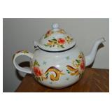 Vtg Rosemaling-style Handpainted Enamel Teapot