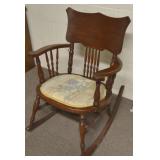Vintage Spindled Padded Rocking Chair 30t