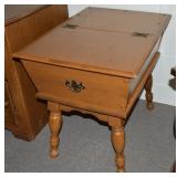 Vtg Maple Flour Bin Style End Table w/ Storage