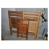 (5) Vintage Wood Slatted Folding Chairs w/ Frost