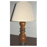 Vintage Wood & Brass Accented Table Lamp 33'