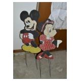 Handpainted & Cut Wood Mickey & Minnie Mouse
